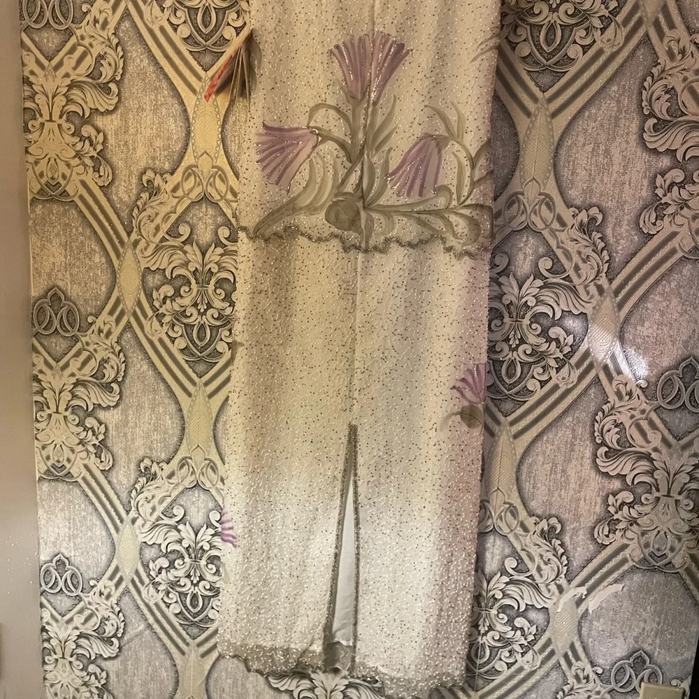 Laurence Kazar Ivory Beaded  Size 8. Full length. dress. New VINTAGE - Picture 11 of 16